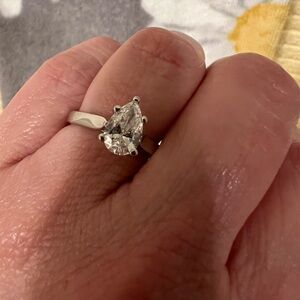 Pear shaped lab diamond solitaire
